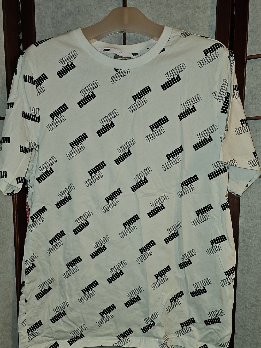 Puma White Short Sleeve Tee with Black Logo Print